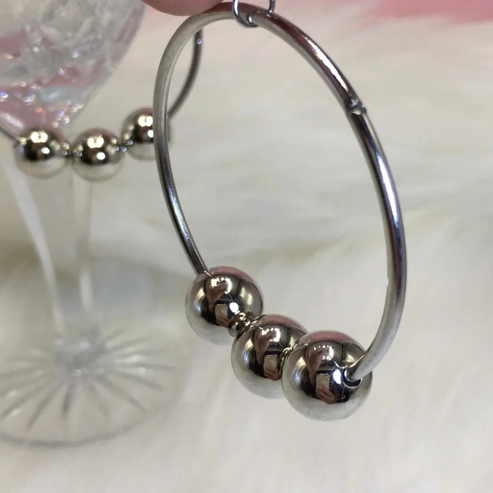 Nordstrom silver hoop earrings 2" ball dangle - Picture 6 of 7